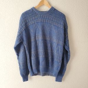 Vintage unbranded blue knit geometric sweater ribbed knit